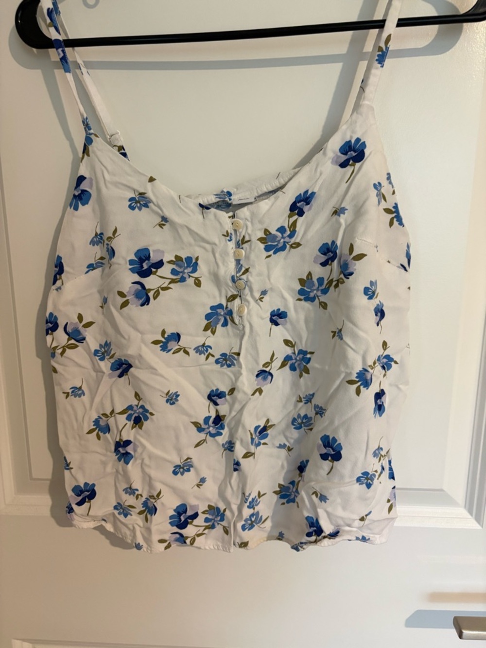 Old Navy White Floral Button-Front Spaghetti Strap Cami
